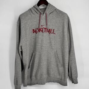 Nike Hoodie Mens XL Gray Basketball Embroidered Pullover Fleece Sweatshirt